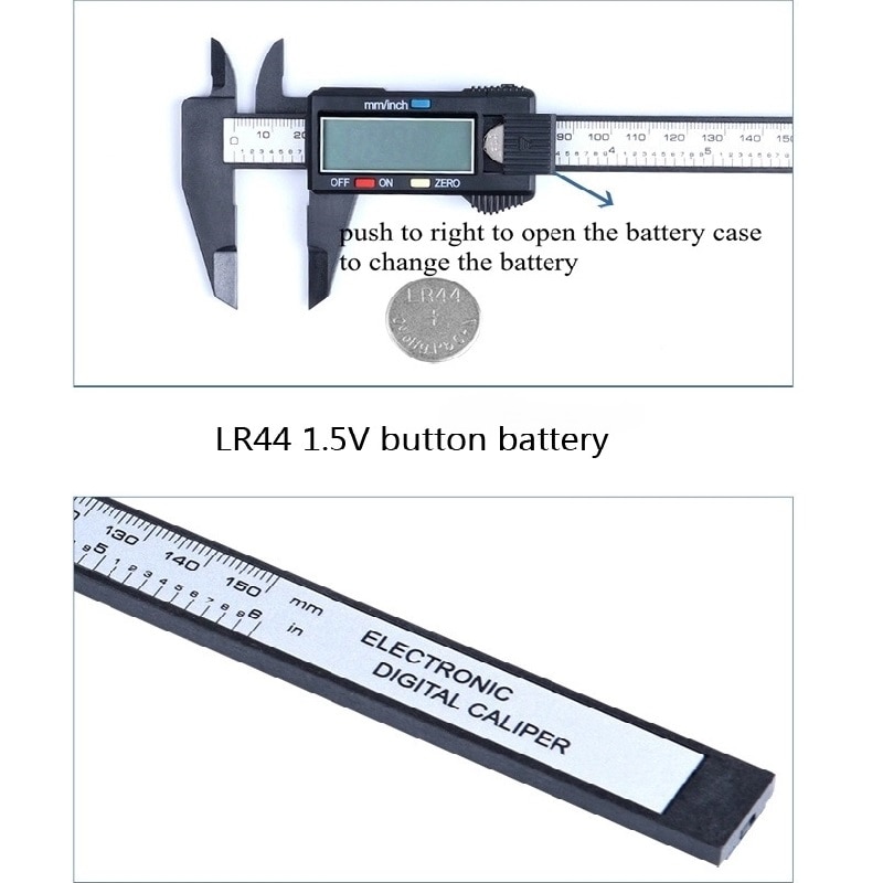 Digital Vernier 0-150mm Numerical Large Screen Plastic Carbon Fiber Precision Scale