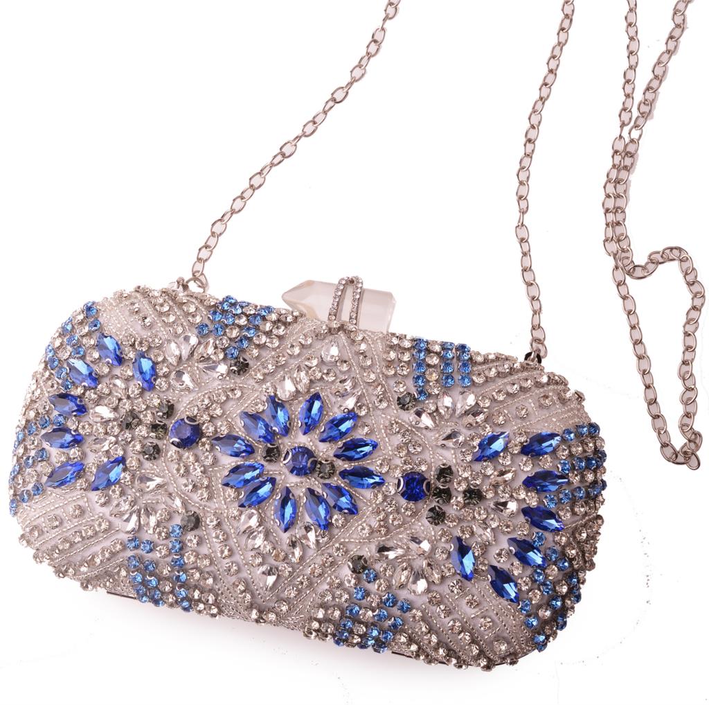 Bolso de mano de boda para mujer, bolsa de noche con diamantes de imitación, lentejuelas brillantes, Vintage, con cuentas de cristal, para de cóctel