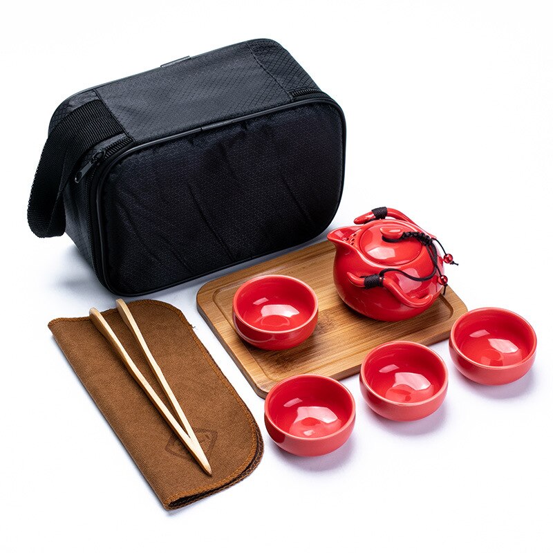 Curso conjunto de chá saco portátil, rápido convidado kungfu cerâmica, um pote, quatro xícaras de presentes do negócio do escritório