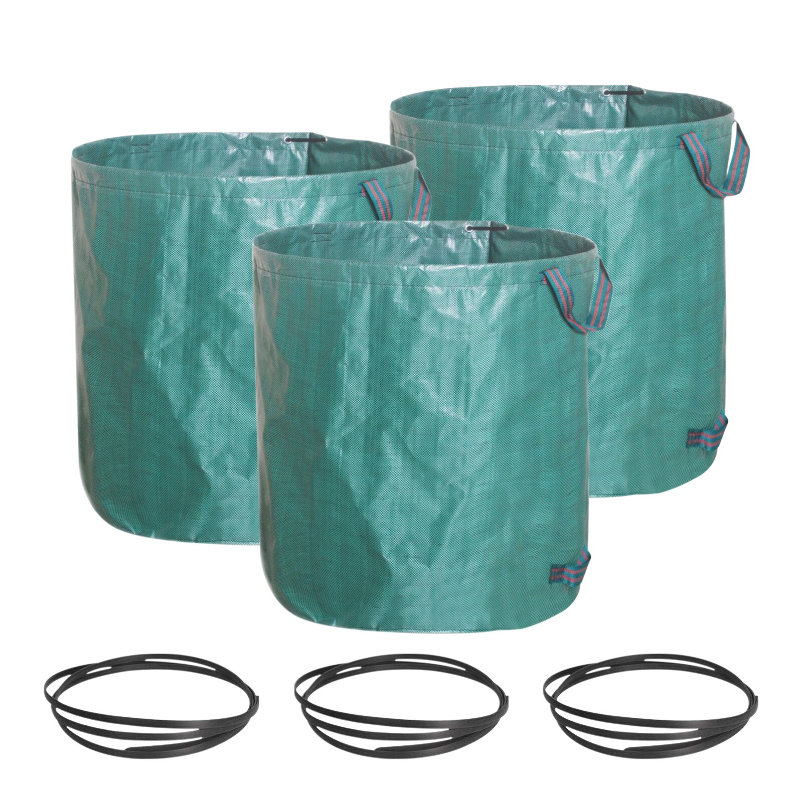 Sac à déchets de jardin 3 pièces, avec Double poignées, réutilisable, pliable, Double couche de fond, Portable, sacs de collecte de jardin robustes
