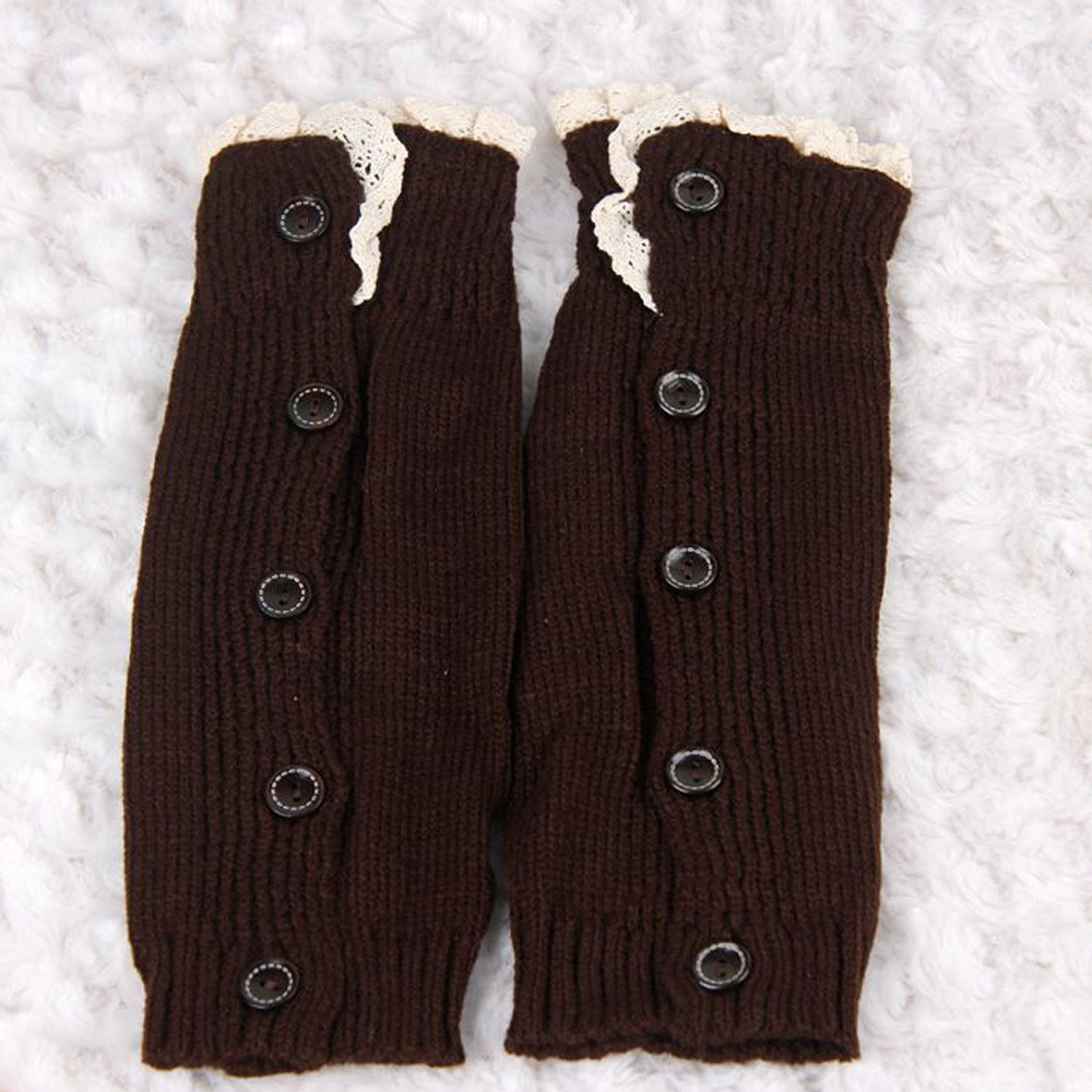 Kvinder vinter varme benvarmere strikkede hæklede lange sokker høje knæstrømper @a