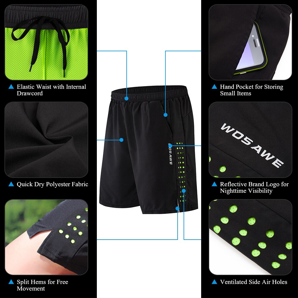 Mannen Fiets Korte Met 3D Gel Padding En Mesh Voering Ademend Snel Droog Loose-Fit Fiets Shorts Fietsen Running zomer Shorts