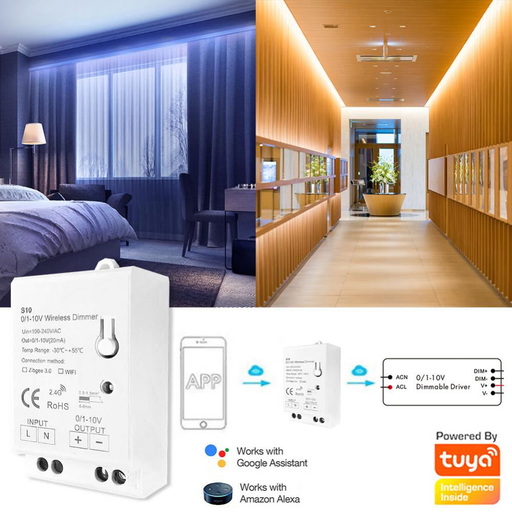 Tuya ZigBee WiFi LED Verlichting Dimmer Controller AC 100-240 V 0/1-10 V Smart Home APP Draadloze Controle Voice voor Alexa Google Thuis