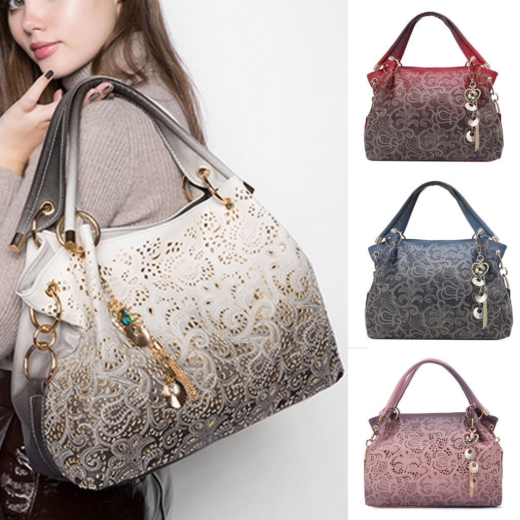 Femmes sac à main en cuir grande capacité femmes luxe sac à bandoulière dames ajouré sculpté sauvage sac à main sac de messager