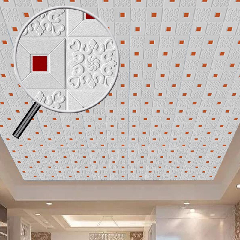 70*70cm 3d wallstickers takklistremerke takdekorasjon skumtapet vanntett gjør-det-selv tapet stuedekorasjon