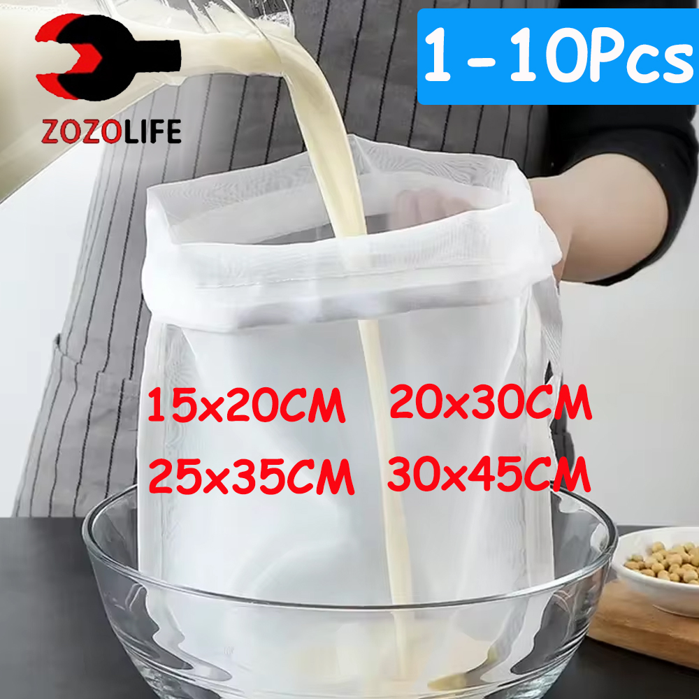 1/10Pc 100 maglia sacchetto filtro in nylon per latte di soia sacchetto per latte di noci rete Yogurt tè olio per caffè filtro per pressa per alimenti filtri sacchetto per filtro a rete