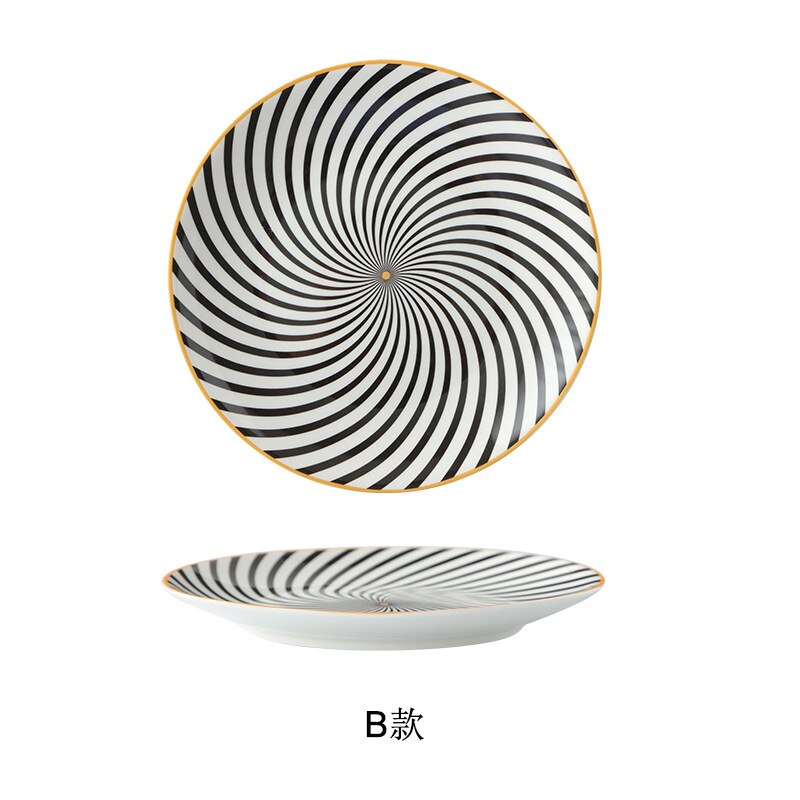 Servies Keramische Diner Plaat Set Schotel 8/10 Inch Porselein Leuke Dessertbord Servies Geometrische Westerse Voedsel Steak Plaat: 10 inches-4
