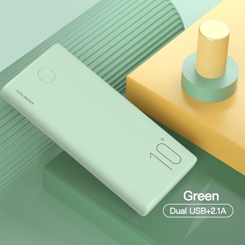 Banco de energía portátil de 10000 mAh, PowerBank de carga rápida bidireccional PD de 10000 mAh, cargador de batería externo para Xiaomi y iPhone: Green 2.1A