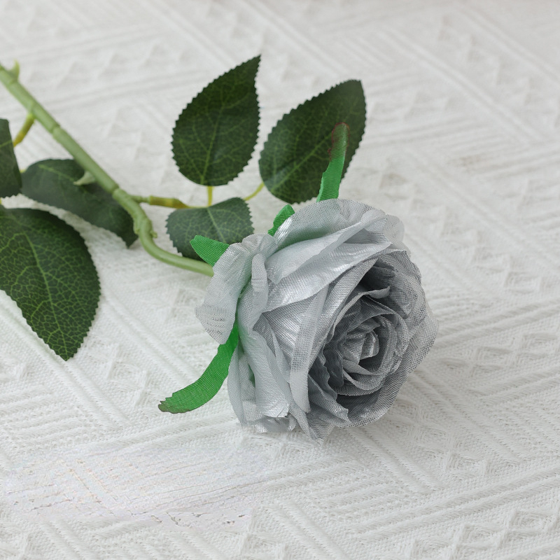 Kunstmatige Rose Takken Zijden Nep Bloemen Bruiloft Fotografie Boeket Thuis Woonkamer Tuin Rood Geel Zwarte Rozen Decoratie: Zilver