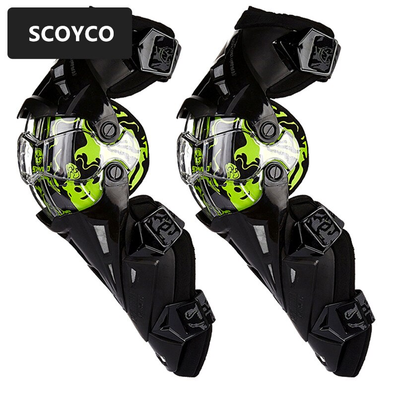 Scoyco 1 par motorsykkel knebeskyttere ce motocross knebeskyttere motorsykkelbeskyttelse kne motorracebeskyttere sikkerhetsutstyr løpsstøtte: Grønn