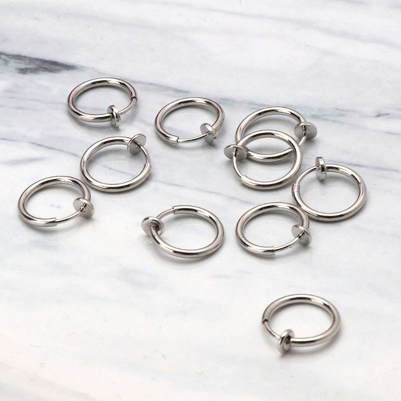 10Pcs Sliver No Ear-hole DIY Clip On Circle Hoop Earrings For Jewelry Making PXPB