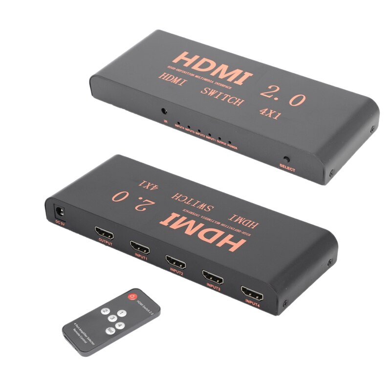 4 in 1 Out 2.0 Switcher 4K60HZ HD Switcher Support Blu-Ray Input/3D Output/HDCP2.2/HDR Dynamic