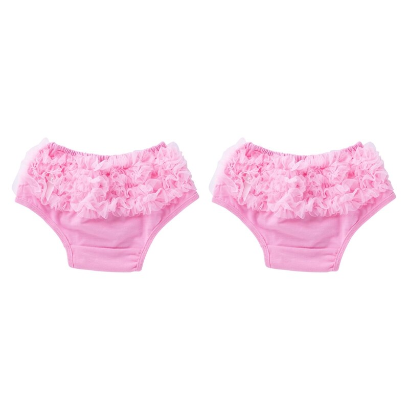 2 Pack Pink Baby Girl Ruffle Bloomers Panties Diaper Cover