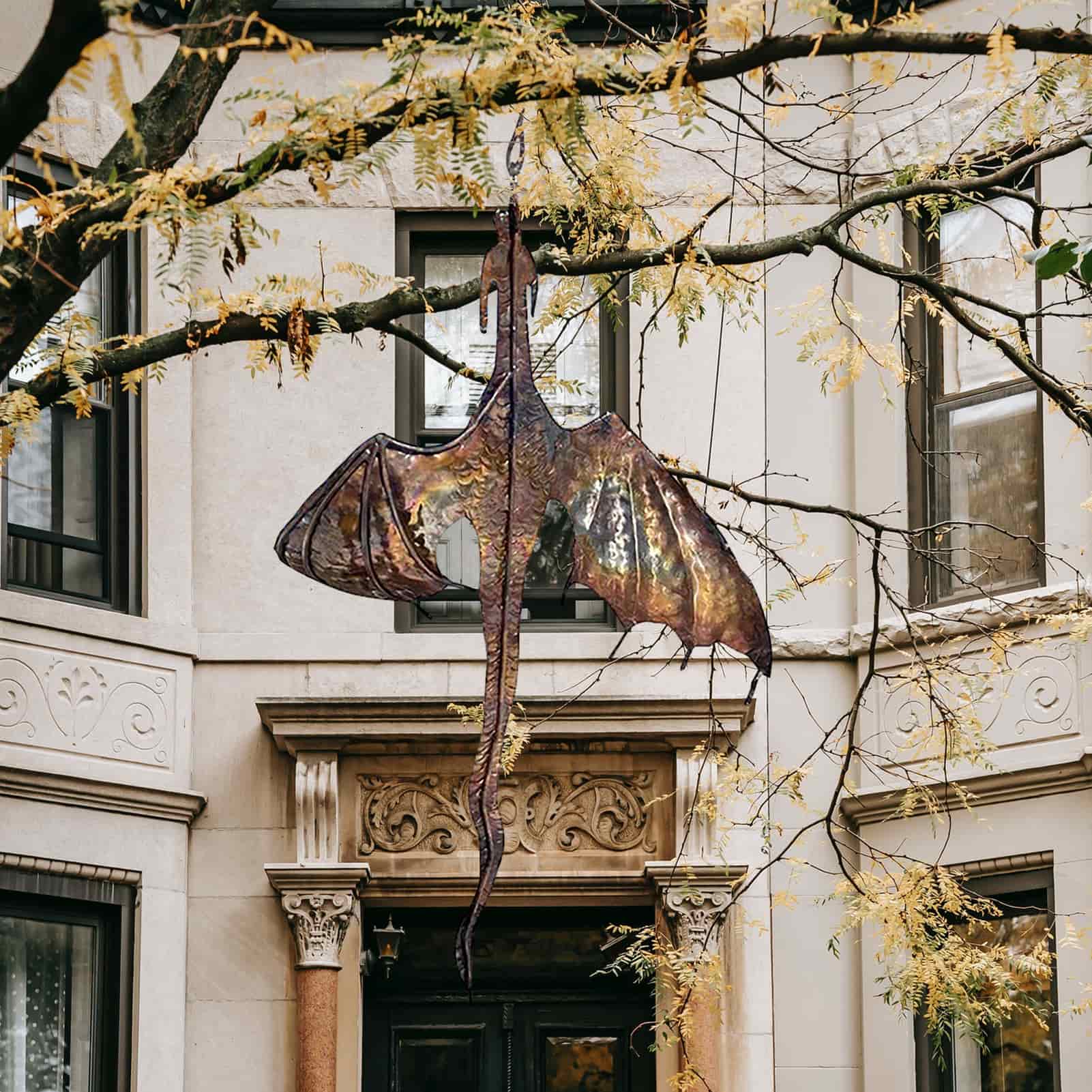Interesting Bat And Dragon Shape Iron Wind Chimes Sculpture Of Art Garden Crafts And Outdoor Decorations Amazing Artist