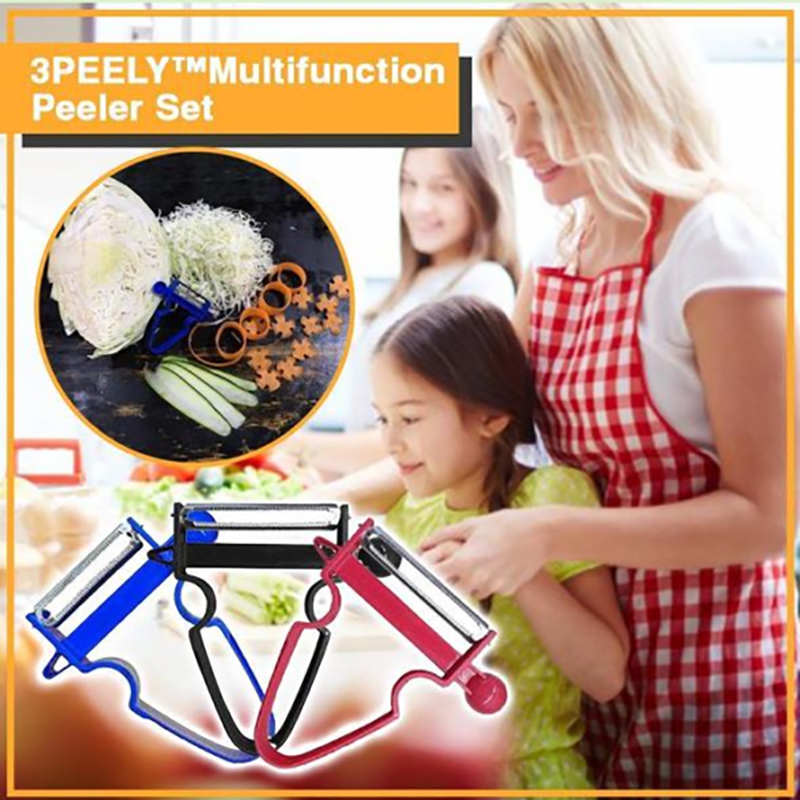 3pcs/Set Magic Trio Peeler Set Slicer Shredder Julienne Cutter Multi Peel Stainless Steel Peeler Blade Zesters Kitchen Tools