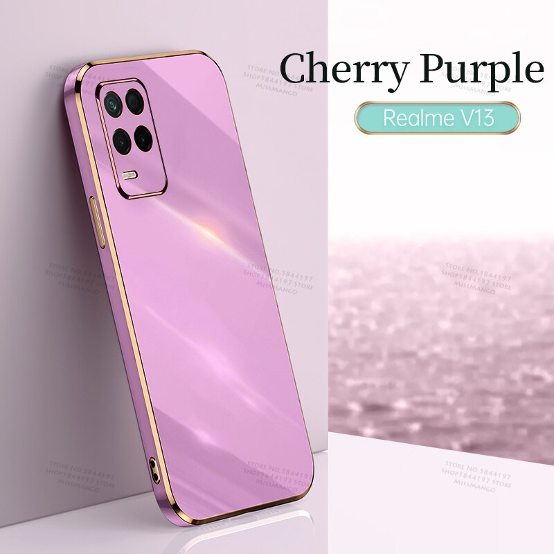 Luxury Electroplated Cover Case For Realme 8 5G 6.5inch Soft Silicone Camera Protection For Realme Realmy 8 8Pro Shell Coque: For Realme 55x / purple