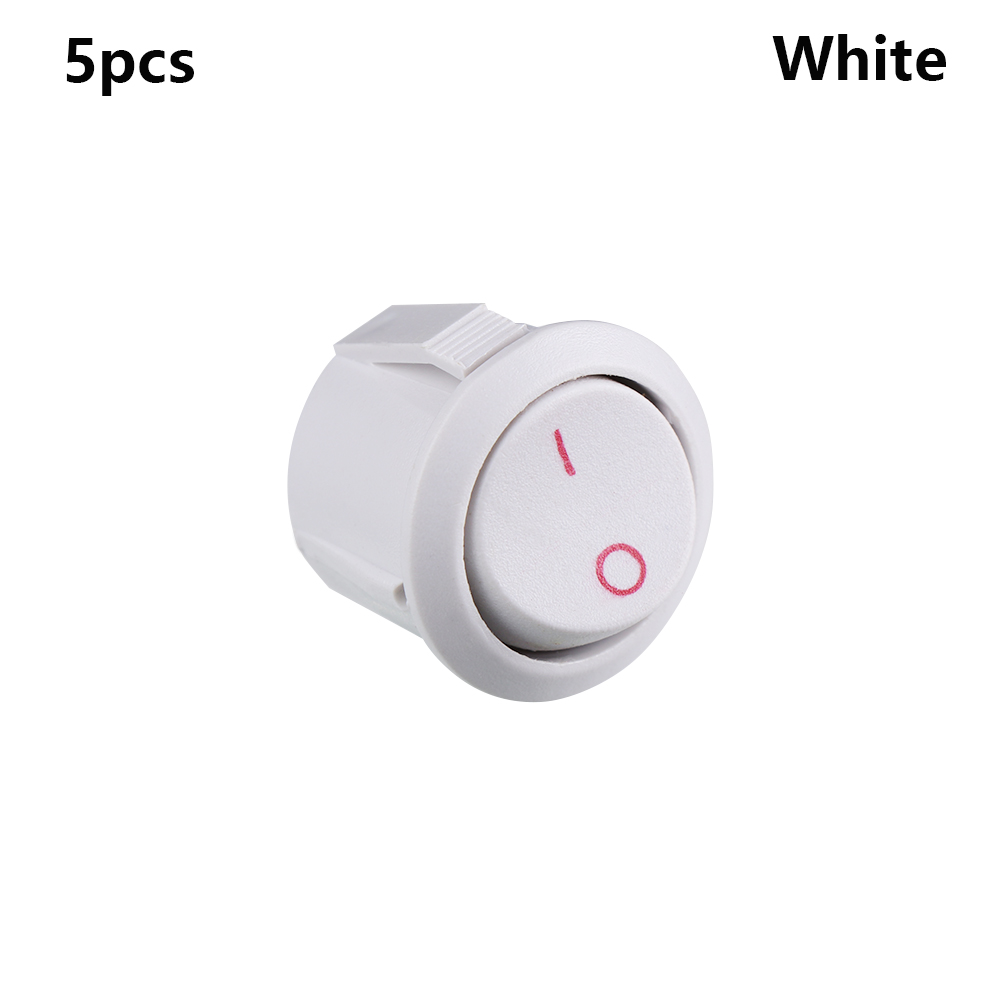 Mode 5 PCS MINI RONDE Toggle Switch Auto Boot Switch Drukknop Rocker Switch ON/OFF Boot Schakelaars 3A/250 V 6A/125 V: white