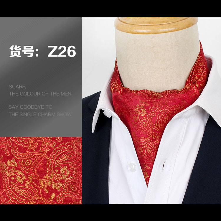 Hommes Vintage Polka Dot Wedding Formal Craings.com Ascot Scrunch Self Style, Gentleman Polyester, InjPaisley Neck, fraîchement: Laiteux Blanc