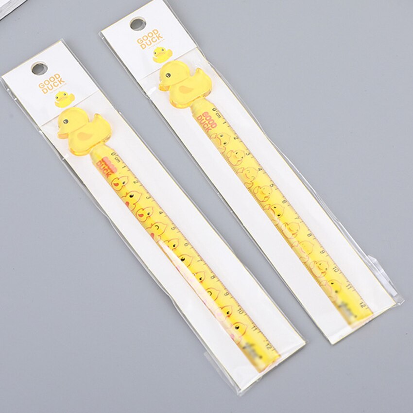 1pcs Student Drawing Tool Cute Cartoon Duck Measuring Ruler 12cm Plastic Rulers Children Student Stationery Office Supplies