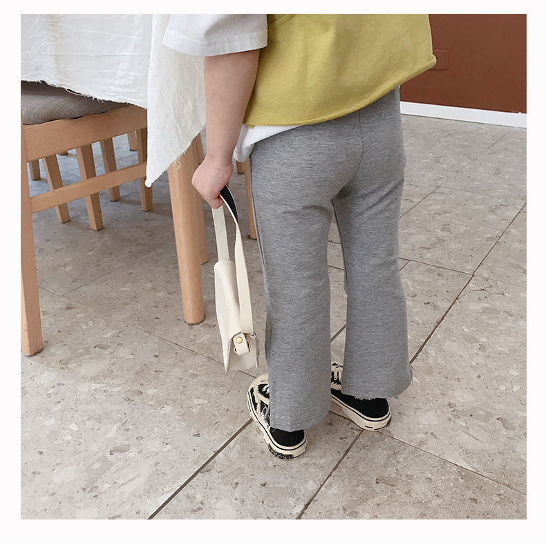 Meisjes Katoenen Broek Broek Effen Kleur Slim Fit Kinderen Elastische Flared Broek Baby Herfst Lente Veelzijdige Broek P4 245