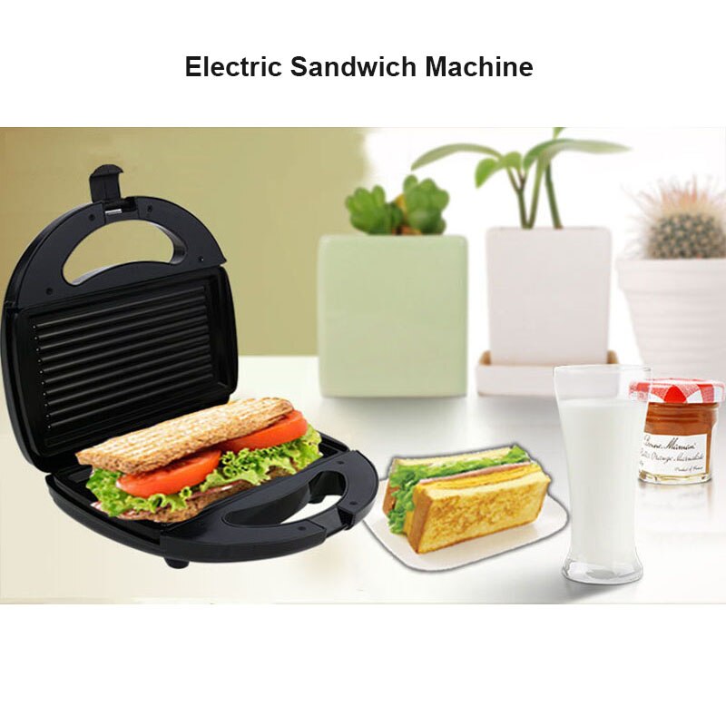 Kbxstart elektrisk sandwich maker stribe brødrister husholdnings morgenmad maskine rustfrit stål grill 220v