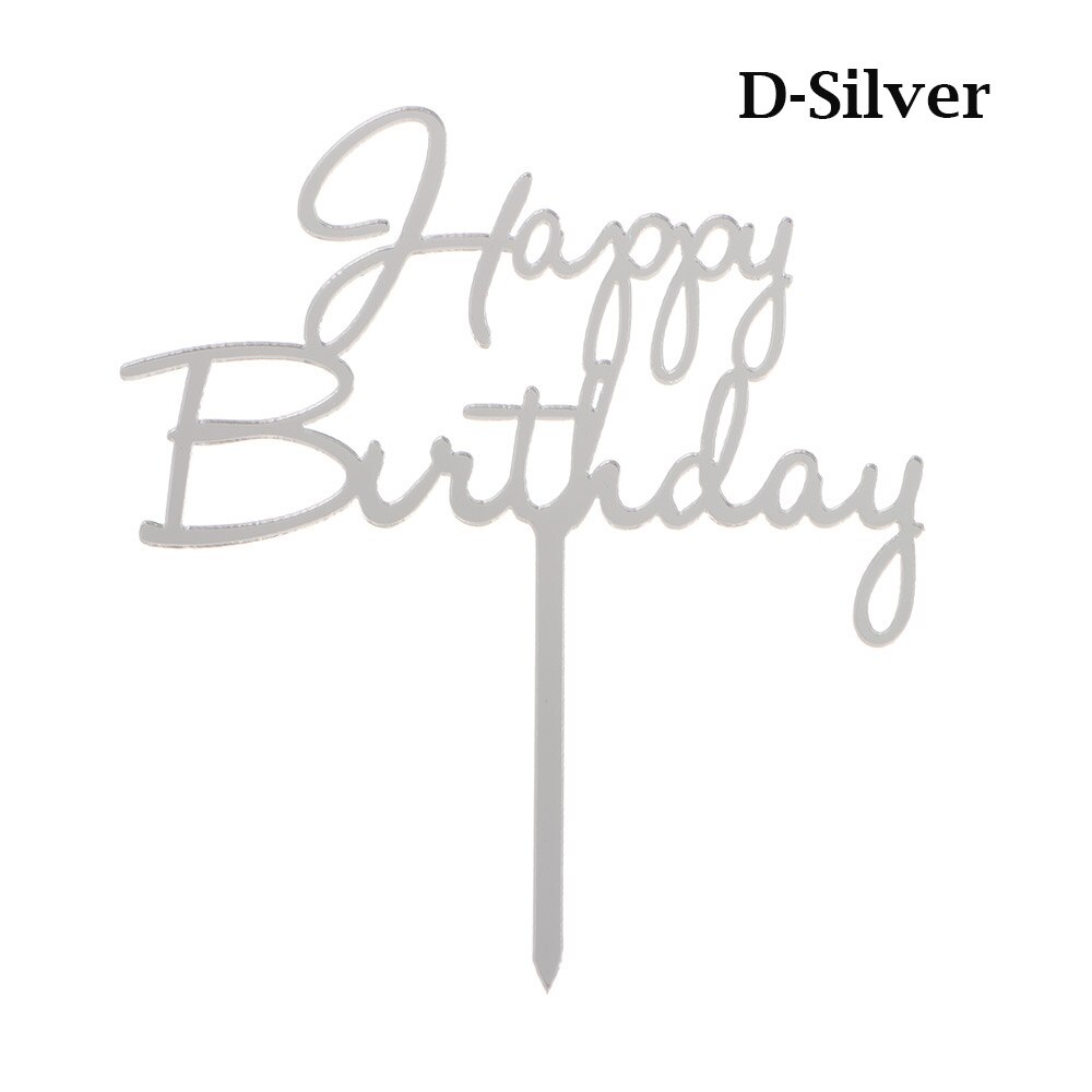 Happy birthday taarttopper van acryl met letters, goud en zilver, decoratie voor een jongensverjaardagsfeestje of bruiloft.: 14