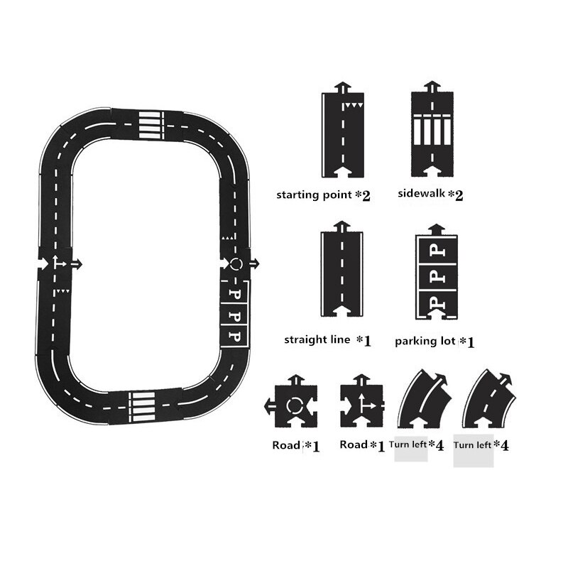 Søm bilbane puslespill lekematte motorveikonstruksjon pvc lekematte for barn pedagogiske leker for barn spillteppe: 16 stk