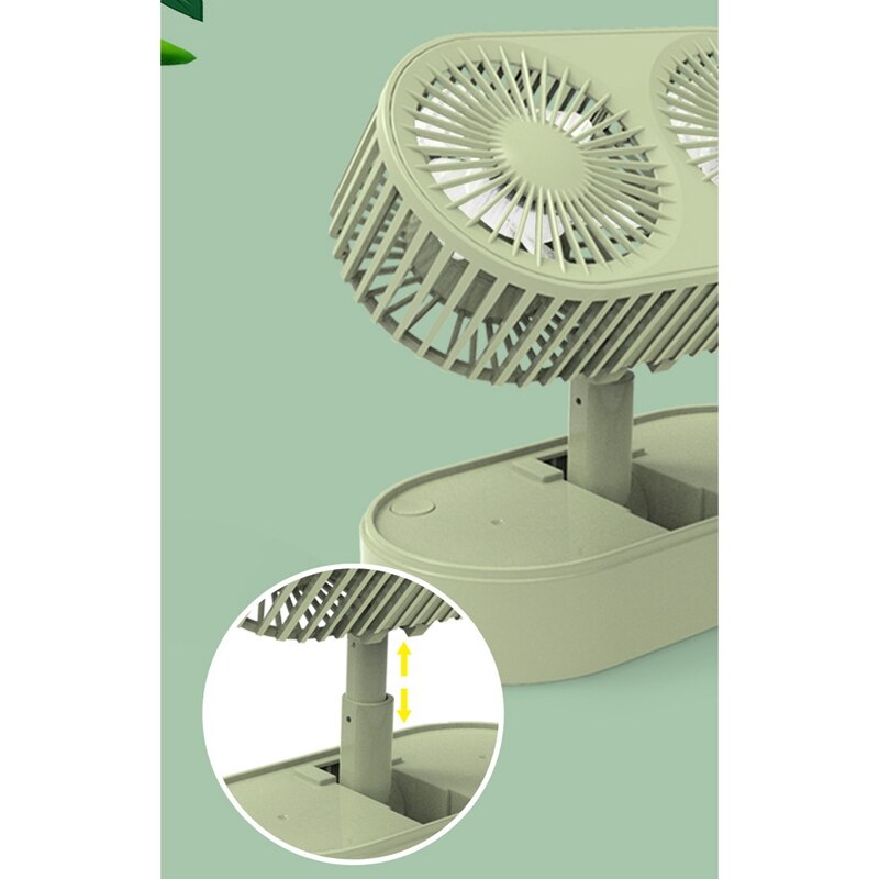 Dubbele Hoofd Mini Ventilator Draagbare Inklapbare Fan Usb Oplaadbare Batterij Operated Fan Voor Bureau Thuis Slaapkamer Kantoor