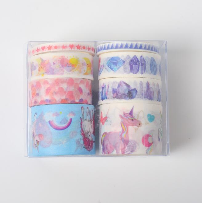 Sharkbang 8 Stks/partij Oceaan Dolfijn Eenhoorn Scrapbooking Washi Plakband Planner Decoratieve Diy Tape Sticker Kawaii Briefpapier: P