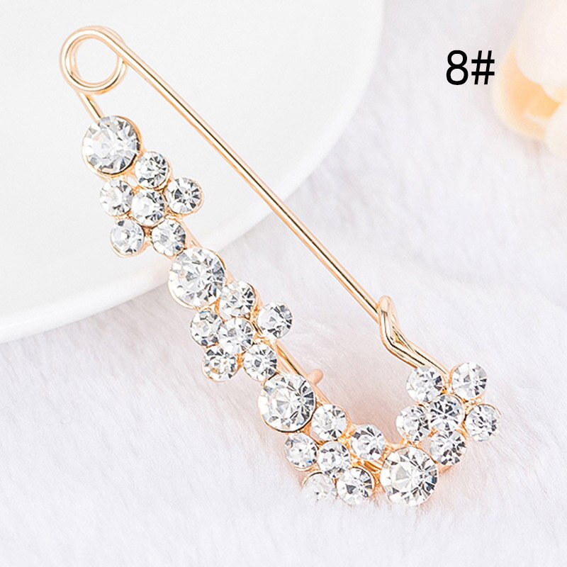 LNRRABC Elegante Kroon Crystal Flower Sjaal Gesp Broche Pin Revers Pin Kraag Vrouwen Meisje Pins Badges Voor Kleding Ornament: 13