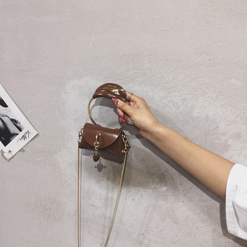 Dames mini tote bag zomer leren dames handtas ketting schoudertas messenger bag bolsos mujer: 13 cm bruin
