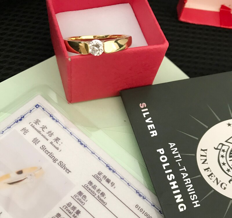 Bague de fiançailles de mariage pour hommes et femmes, bijou Simple rond clair CZ avec certificat Original S925
