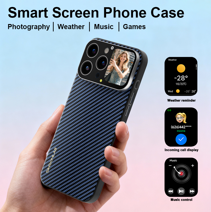 Nowe etui na iPhone'a z okienkiem na ekran, funkcją selfie, możliwość personalizacji zdjęć, wideo, tła, sterowania muzyką, prezenty świąteczne dla jabłko 2025: M