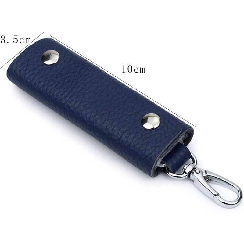 Leather Key Holder Unisex Key Ring Organizer Accessories Handmade Portable Convenient Simple Solid Color Key Holder: Blue