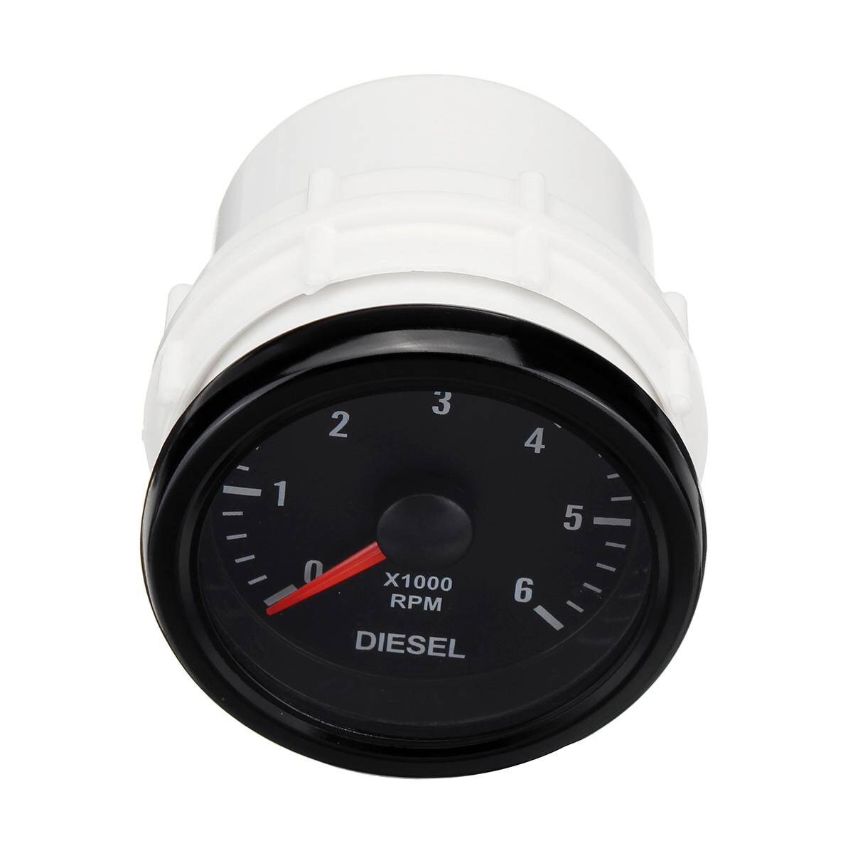 12V Auto-Tachometer 52mm Weiß Elektrische Tachometer-lehre 0-6000 RPM (Auf Bindestrich) für Diesel- Motor- Motor-