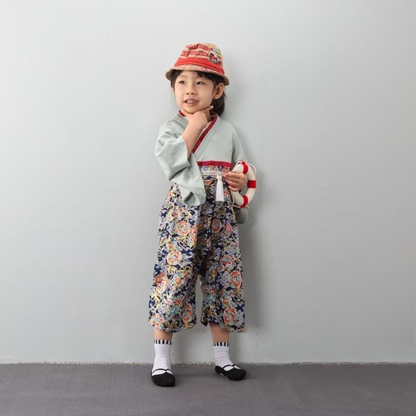 Baby Jongens Meisjes Kleding Japanse Stijl Kids Romper Retro Badjas Uniform Zuigelingen Pyjama Lange Mouwen Gedrukt Kimono A204