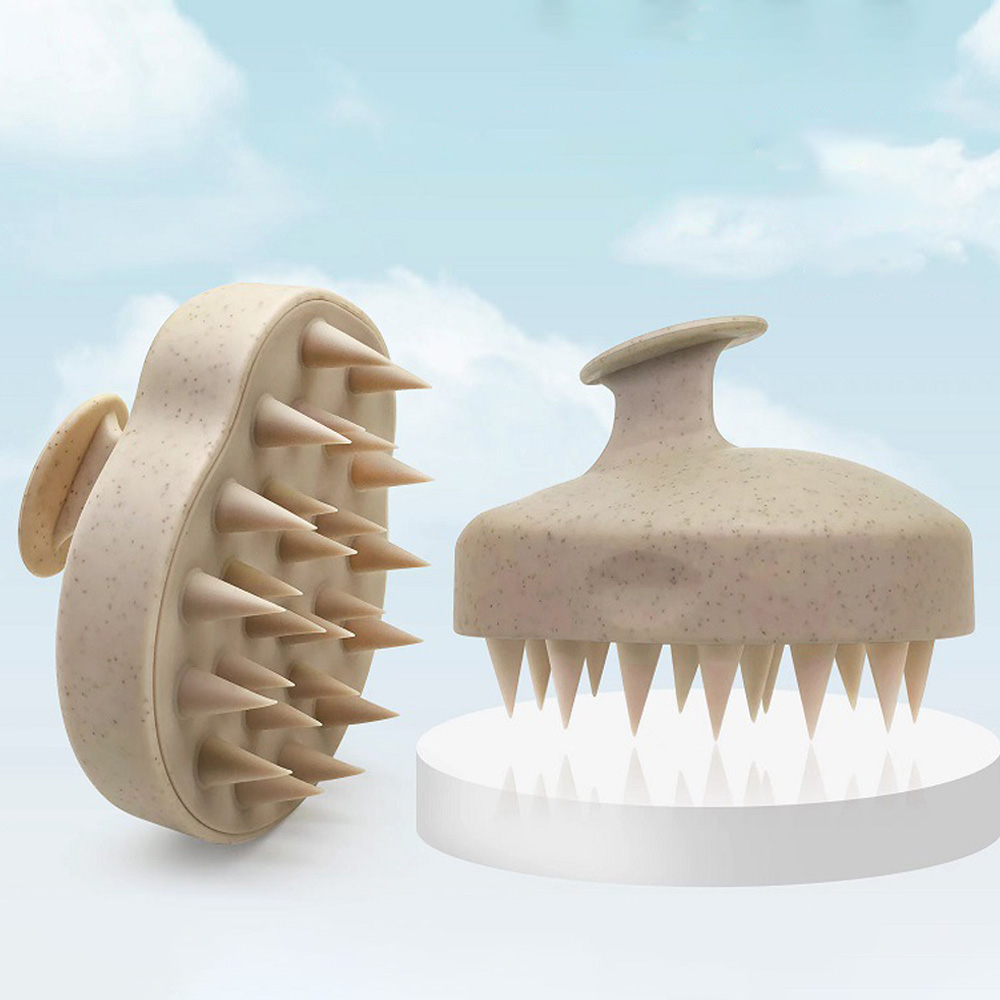 Cepillo de silicona para lavar el cabello, paja de trigo, cepillo de silicona para lavar el cabello, cepillo para la cabeza, cepillo para el cuero cabelludo, detener la picazón, peine para rascar, juego de peluquería