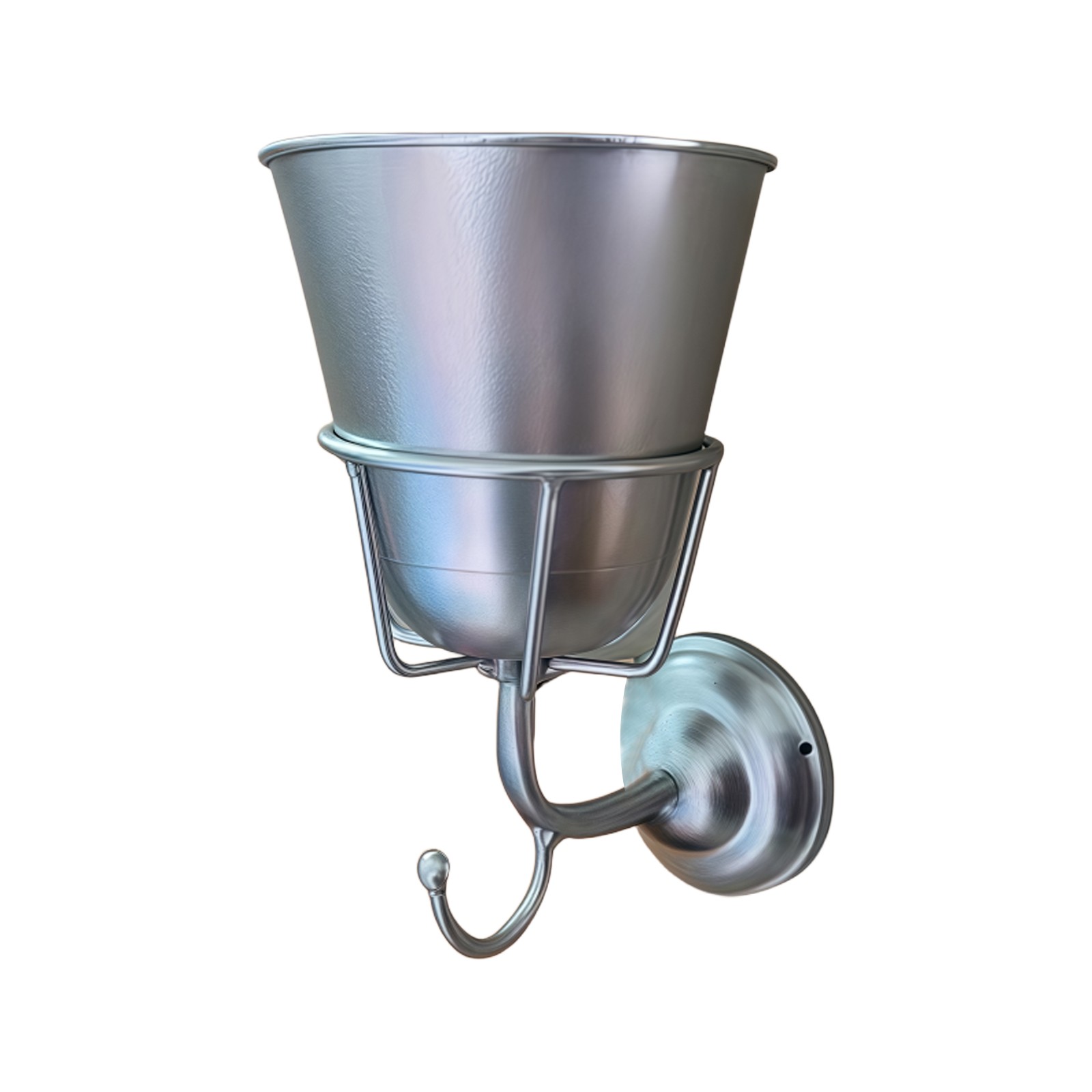 Metal Wall-mounted Hook Flower Pot Rack Stainless Steel Vintage Porch Balcony Wall Hanging Plant Holder Decoration: Silver