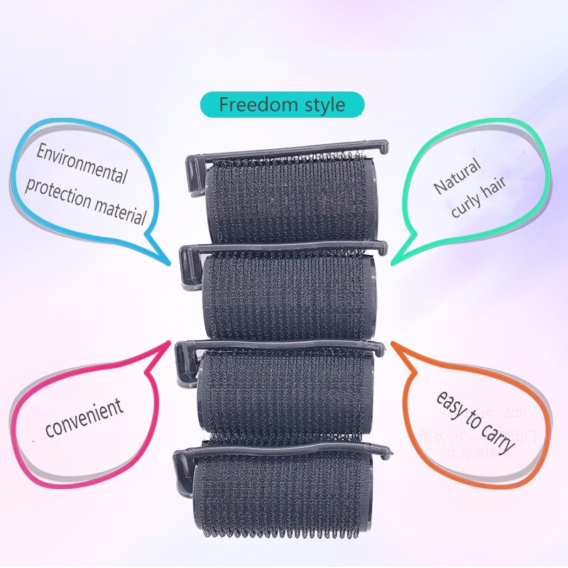 4Pcs Hair Curler Nylon Hairdressing Home Use DIY Magic Stick Self-Adhesive Hair Rollers Styling Roller Roll Curler Styling Tools