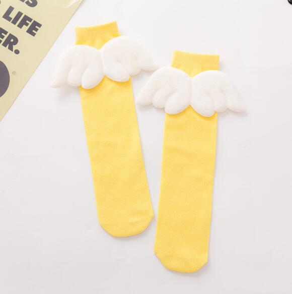Baby FlüGel Strumpf freundlicher Weiche Baumwolle bein warme Kleinkind Knie Hohe Strumpf studenten sneaker Legwarm Herbst Winter Neue: hell Gelb Flügel