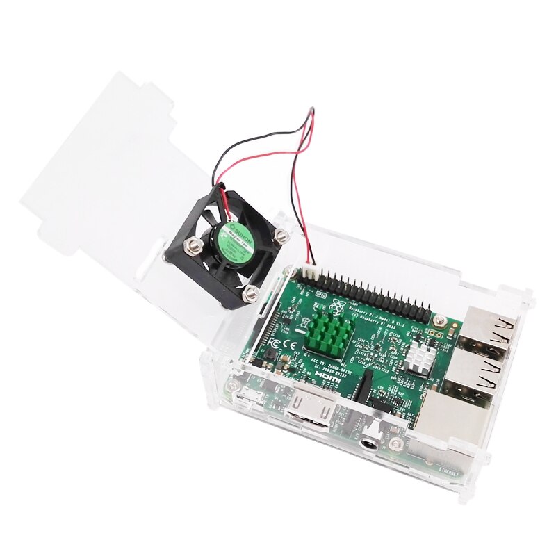 Raspberry PI case raspberry pi B+ shell with a small fan,With a fixed screw, thickened acrylic shell, strong fan