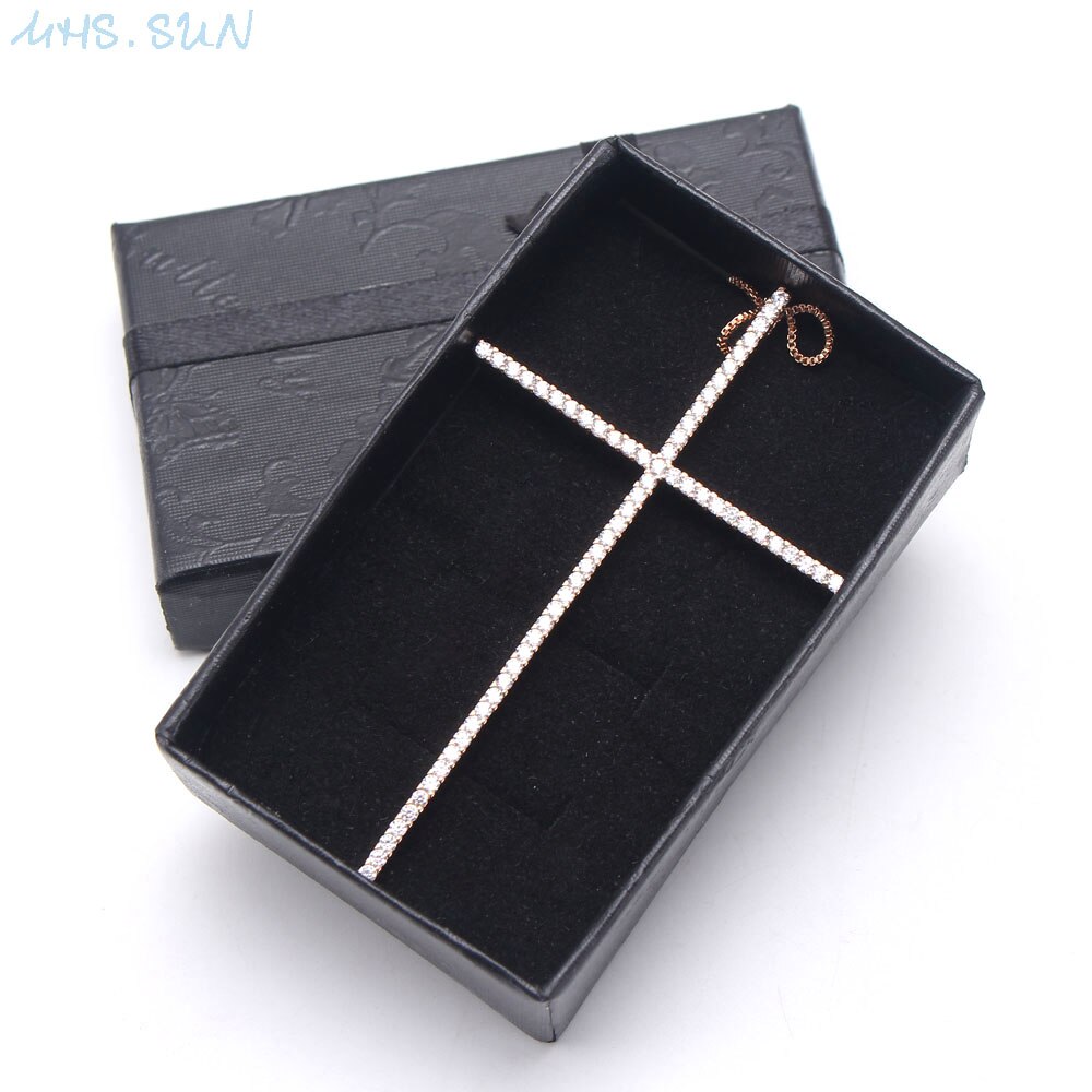 MHS.SUN CZ Zircon Big Cross Pendant Necklace For Men Women Hip Hop Gold/Silver/Black Chain Necklace Religion Jewelry 1PC