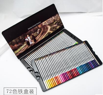 Deli Water Color Pencil Set 24/36/48/72 Colors Soluble Pencil For Drawing Painting Sketch Tin iron/Paper Box Art School Supplies: 72pcs iron box