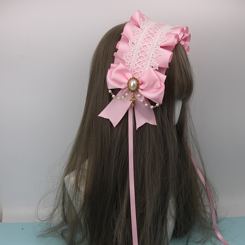 Cintillo japonés suave para el pelo de la Hermana Lolita, cinta para el pelo dulce salvaje kc, accesorios clip LATERAL para el cabello, tocado hecho a mano: Pink