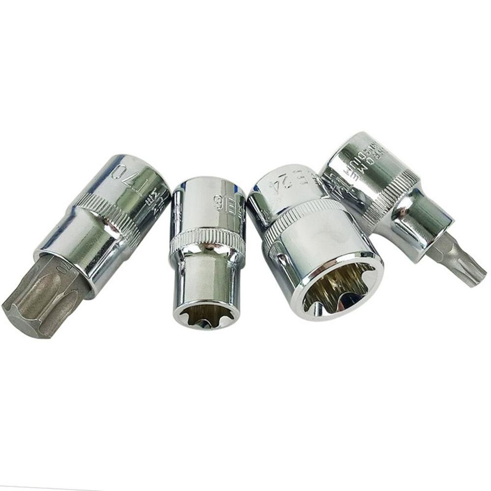 19pcs 1/2in Socket Set Drive Star Socket Bit Socket Set E10 - E24 Torx T20 - T70 Socket Pressure Batch Set Repair Tools