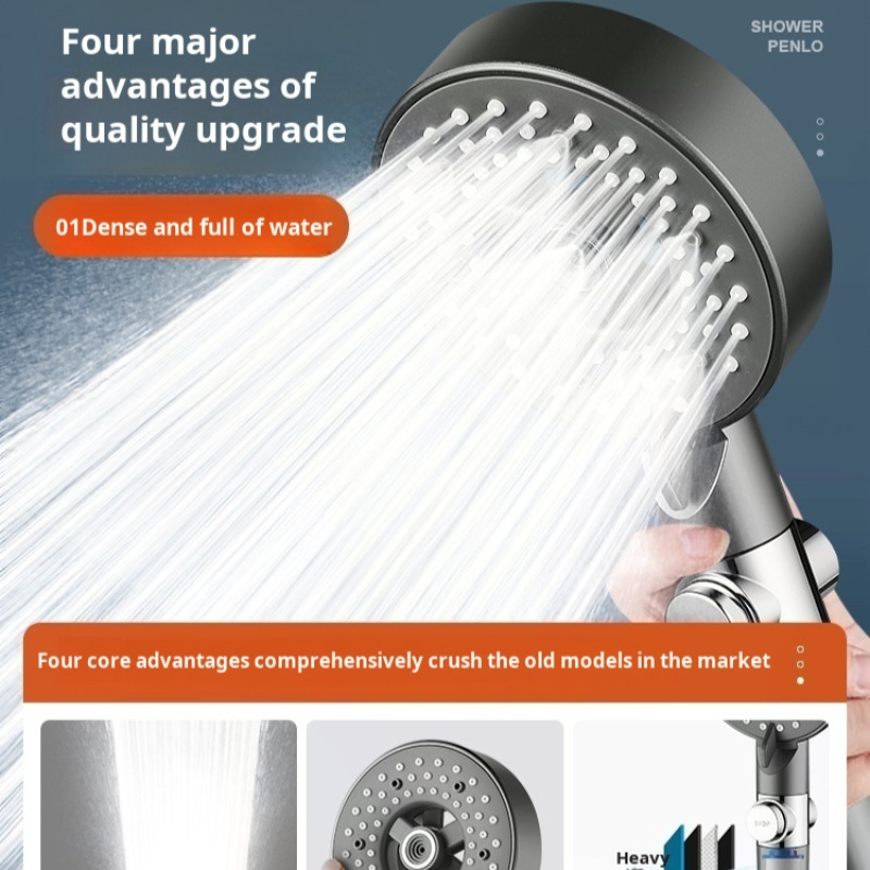 Household Super Shower Set Dechlorinating Light Luxury Booster Spray Shower Head High Pressure Bathroom Purifying Booster Spraye