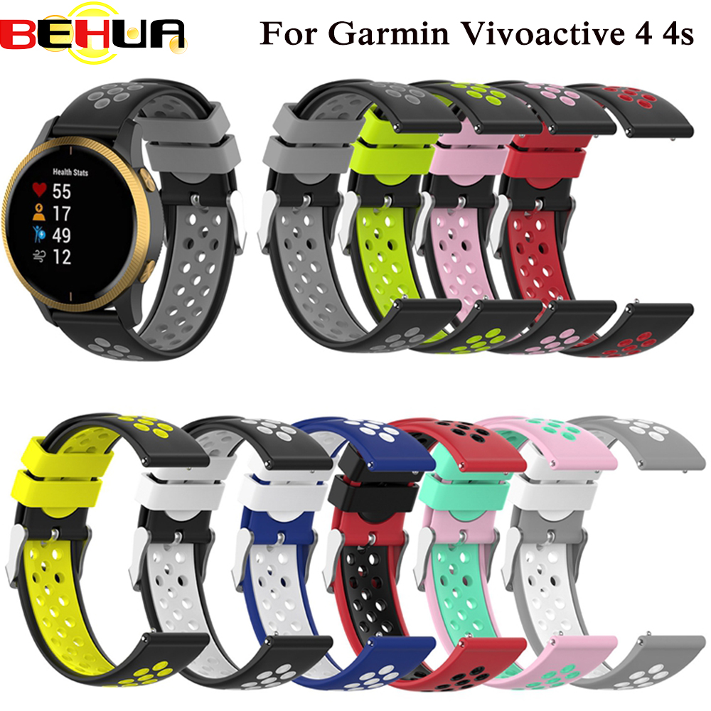 Silikone åndbar urrem til garmin vivoactive 4 4s smart ur armbånd 18mm 22mm armbånd udendørs sport correa