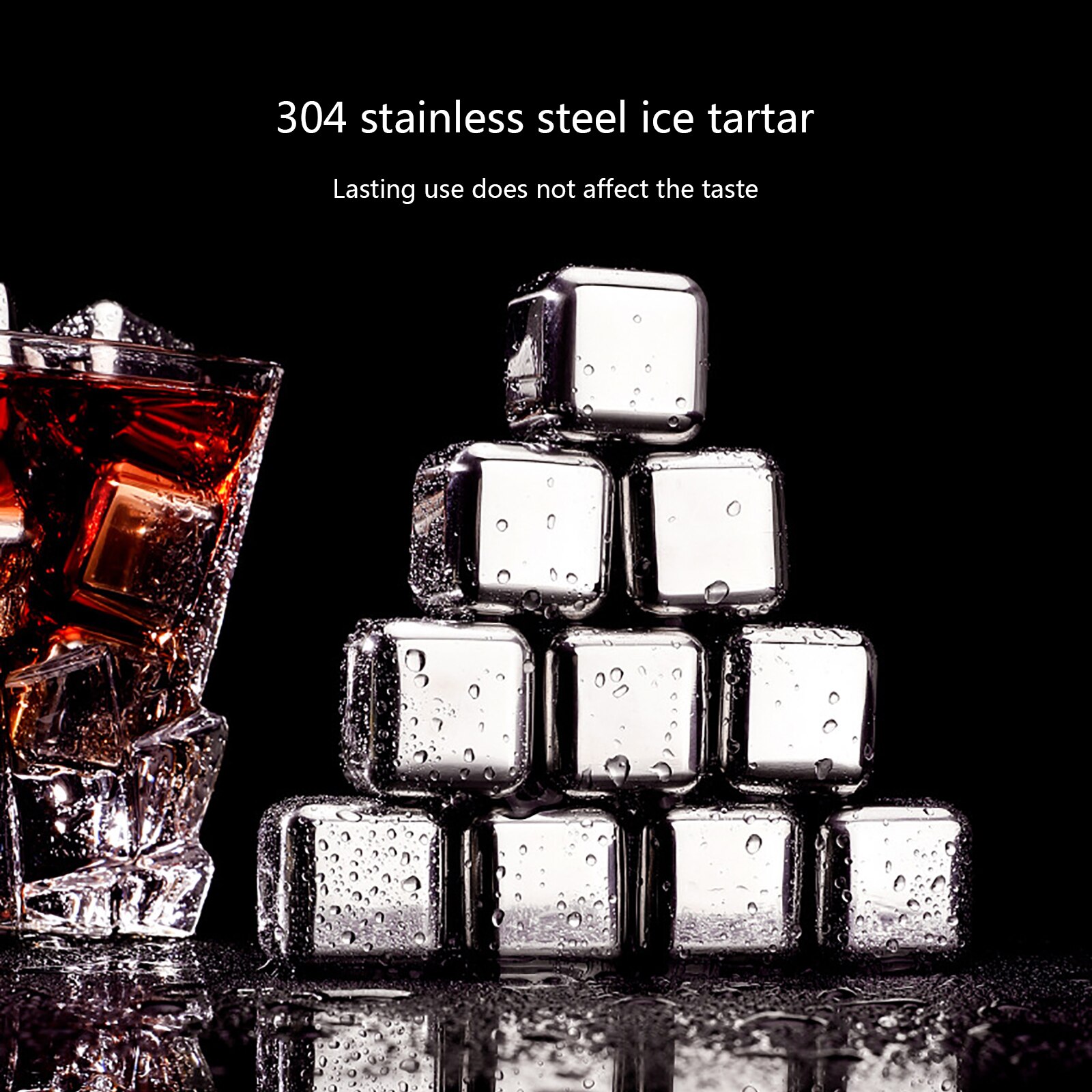 304 Stainless Steel Ice Cubes Simple Physical Cooling Solod Color Luxurious Reusable Clean Beverage Accessory