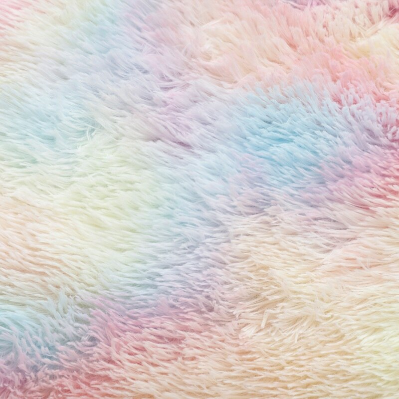 Round Plush Carpet Shaggy Fluffy Rugs for Living Room Bedroom Floor Mats Bedside Area Rugs Rainbow Soft Carpet Kids Room Mat