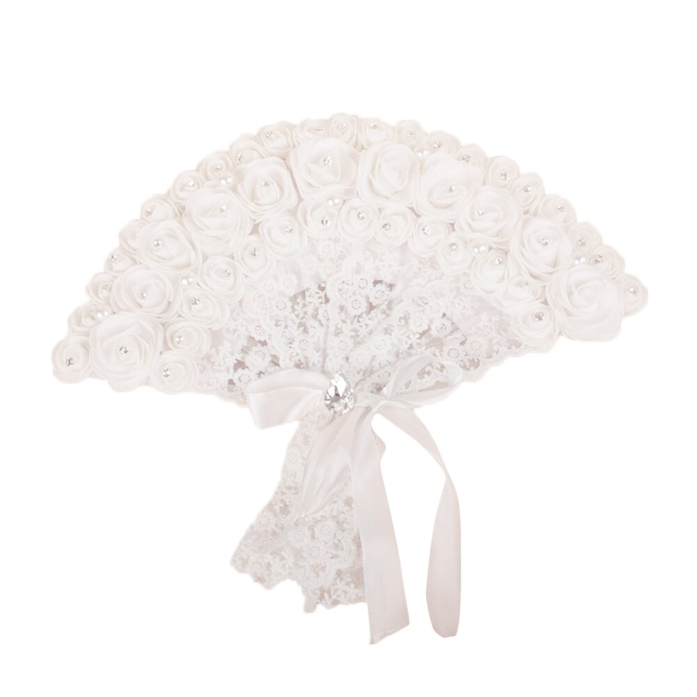 Handheld Wedding Fan Rose Fans for Wedding Bride Supplies Photo Shooting Props: C